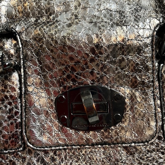 ARMANI Exchange silver snake faux leather bag - Picture 2 of 9